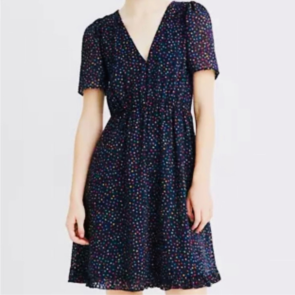 Madewell dot ruffle dress navy size 00 - Picture 2 of 7